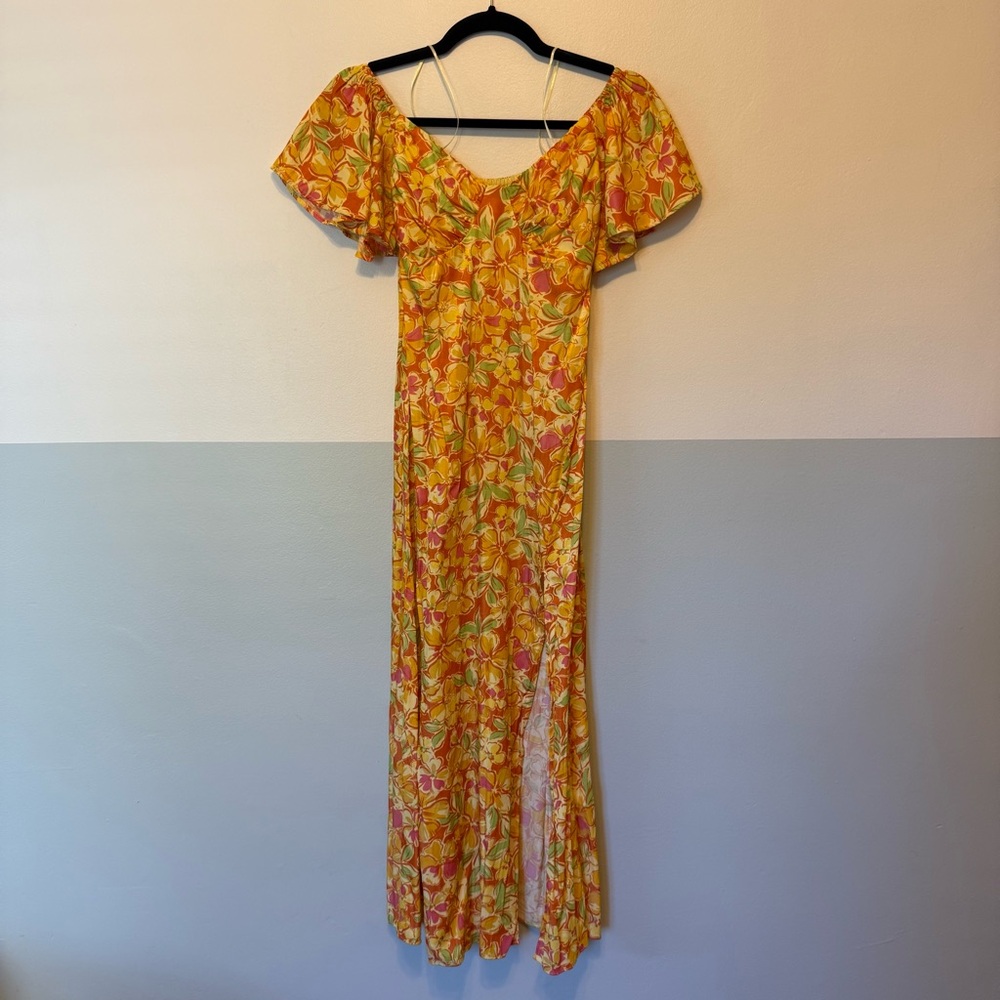 L*Space Vibrant Yellow and Pink Floral Maxi Dress